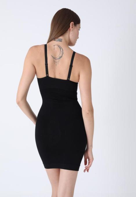 Rochie Corset cu Bretele Reglabile și Bandă din Silicon ,Culoare Negru ,Engros